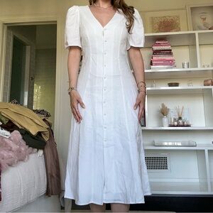reformation button down linen dress